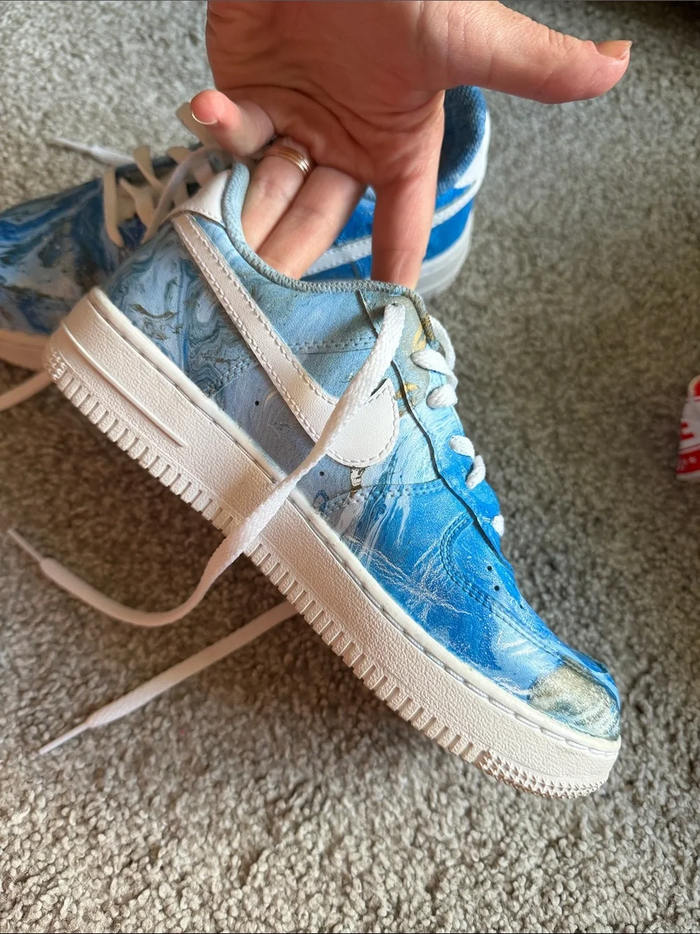 Nike Air Force 1 Custom Hand-Painted Blue Sneakers
